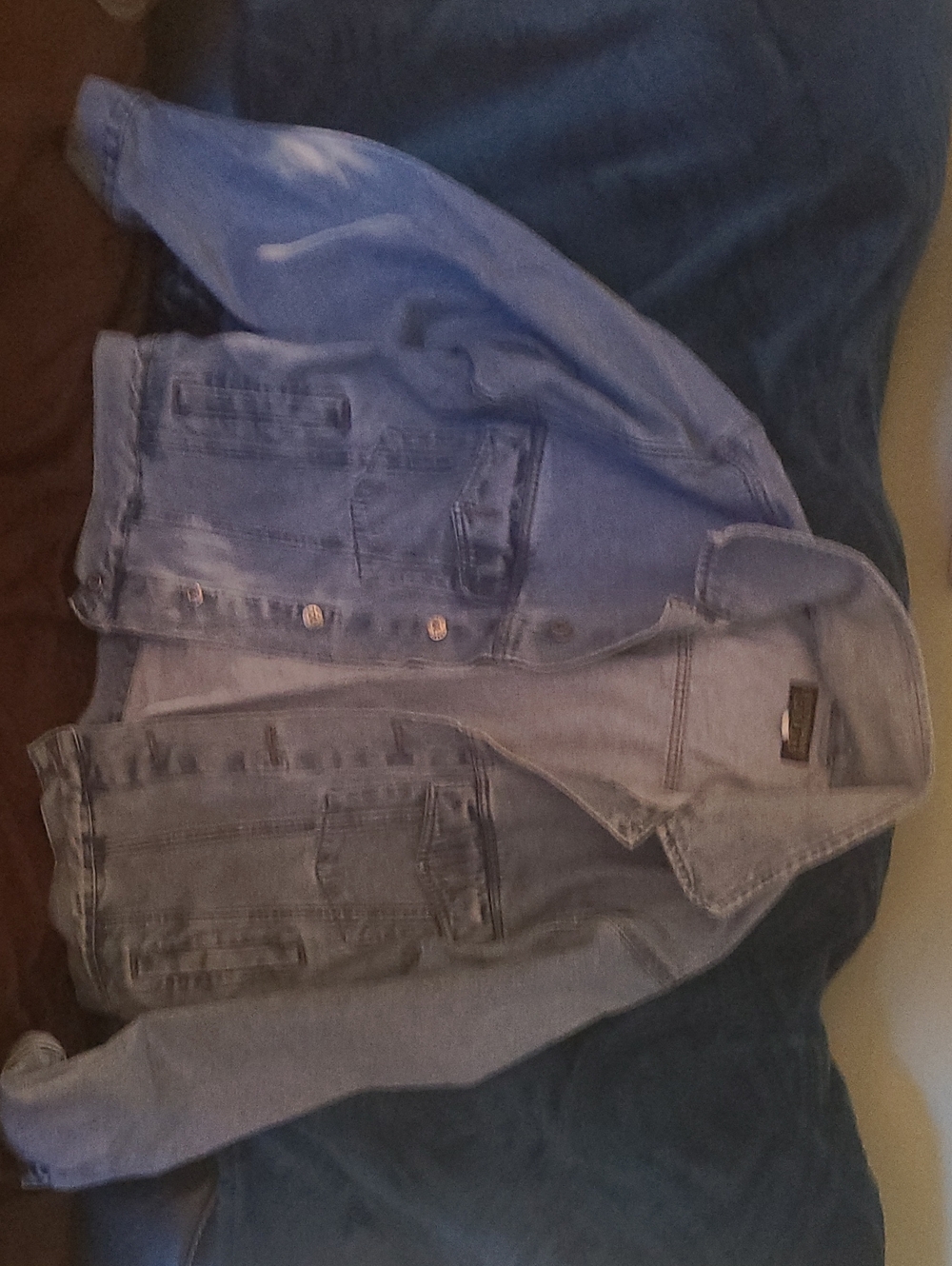 Legendary Gold Light Blue Denim Jacket Vintage- Casual Button-Up Size Large